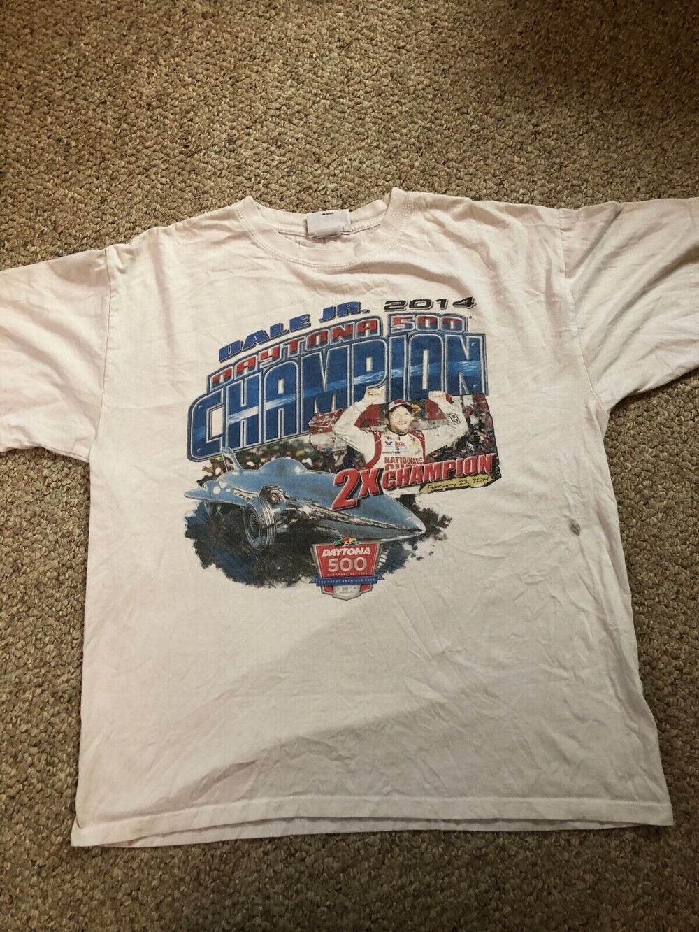 Dale Earnhardt Jr. Chase Authentics T Shirt Lg White 2X NASCAR Champion 2014